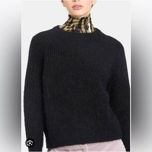 Demylee New York Chelsea Wool Mohair Cable Chunky Knit Sweater Black Large
